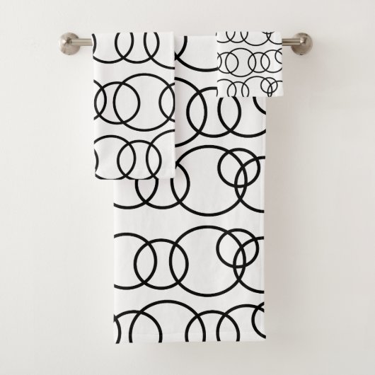 Schwarz-Weiß-Kreise Blubmuster Badhandtuch Set (Insitu)