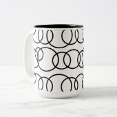 Schwarz-Weiß-Kreise Blubmuster Zweifarbige Tasse (Vorderseite Links)