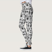 Schwarz-Weiß-Kreise Paisley-Muster Leggings (Links)