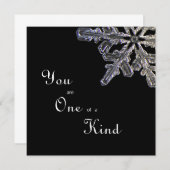 Schwarz-Weiß-Kristallschneeflocke mit einem flache Dankeskarte (Vorne/Hinten)