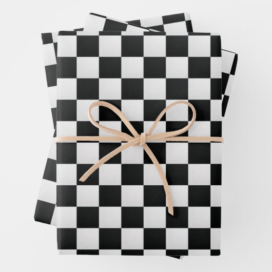 Schwarz-Weiß-Krokodil-Hautdruckschach Geschenkpapier Set (Beispiel)