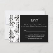 Schwarz-Weiß-Kronleuchter Elegante RSVP-Karten RSVP Karte (Vorderseite)