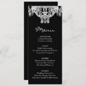 Schwarz-Weiß-Kronleuchter-Hochzeitsmenü Menükarte (Vorne/Hinten)