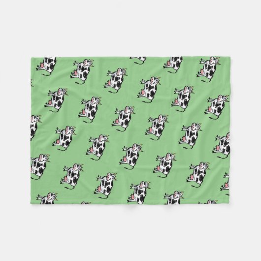 Schwarz-Weiß-Kuh-Cartoon Fleecedecke (Vorderseite (Horizontal))