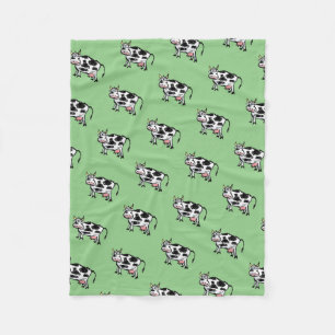 Schwarz-Weiß-Kuh-Cartoon Fleecedecke