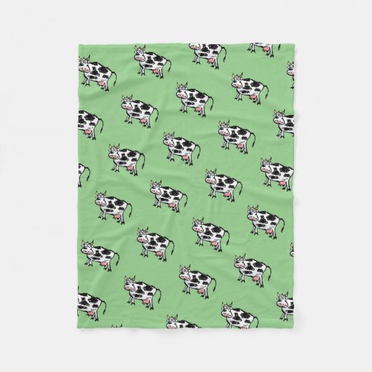 Schwarz-Weiß-Kuh-Cartoon Fleecedecke (Vorderseite)