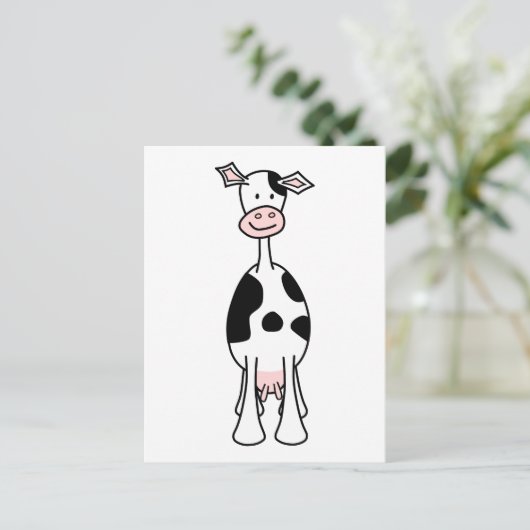 Schwarz-Weiß-Kuh-Cartoon. Vorderseite. Postkarte (Stehend Vorderseite)