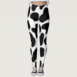 Schwarz-Weiß-Kuh-Druck rustikale Farm Leggings