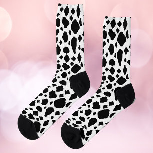 Schwarz-Weiß-Kuh-Druckmuster Western Socken