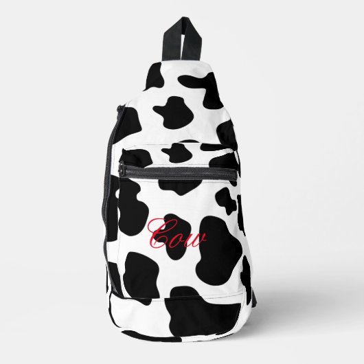 Schwarz-Weiß-Kuh-Flecken Kreuzkörperbeutel Crossbody Bag (Vorderseite)