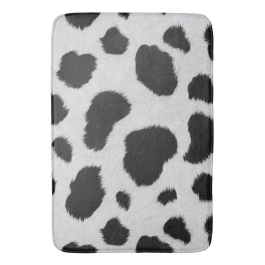 Schwarz-Weiß-Kuh-Flecken Muster Imitate Pelzstrukt Badematte (Vorderseite Vertikal)