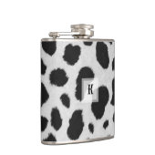 Schwarz-Weiß-Kuh-Flecken Muster Imitate Pelzstrukt Flachmann (Rechts)