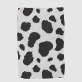 Schwarz-Weiß-Kuh-Flecken Muster Imitate Pelzstrukt Golfhandtuch (Vorderseite)