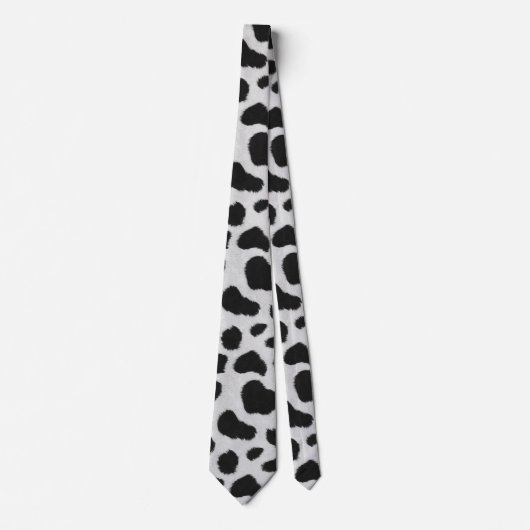 Schwarz-Weiß-Kuh-Flecken Muster Imitate Pelzstrukt Krawatte (Vorderseite)