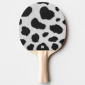 Schwarz-Weiß-Kuh-Flecken Muster Imitate Pelzstrukt Tischtennis Schläger (Rückseite)