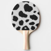 Schwarz-Weiß-Kuh-Flecken Muster Imitate Pelzstrukt Tischtennis Schläger (Vorderseite)
