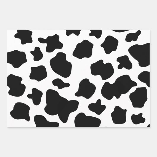 Schwarz-Weiß-Kuh-Flecken Papierblätter Geschenkpapier Set (Vorderseite)