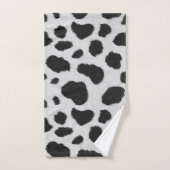 Schwarz-Weiß-Kuh-Flecken Pelzstruktur Badhandtuch Set (Handtuch)