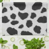 Schwarz-Weiß-Kuh-Flecken Pelzstruktur Geschirrtuch (Gefaltet)