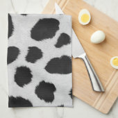 Schwarz-Weiß-Kuh-Flecken Pelzstruktur Geschirrtuch (Viertel Falte)