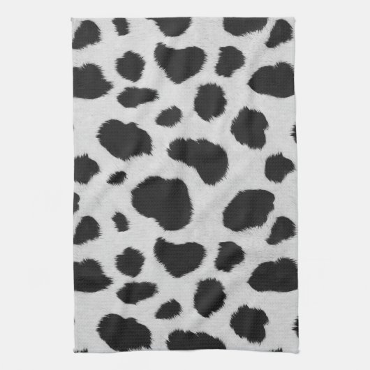 Schwarz-Weiß-Kuh-Flecken Pelzstruktur Geschirrtuch (Vertikal)