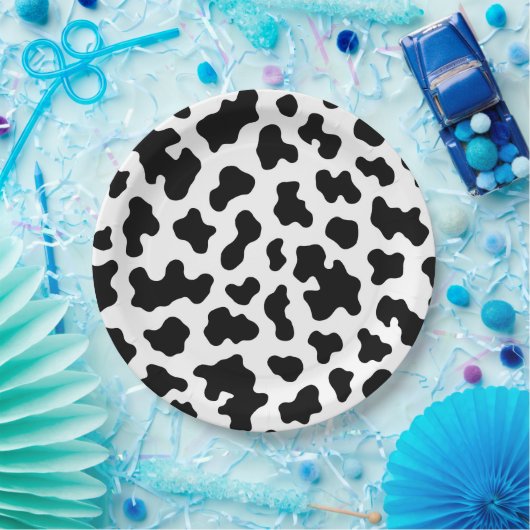 Schwarz-Weiß-Kuh-Kuh-Kugel Print Birthday Party Pappteller (Party)