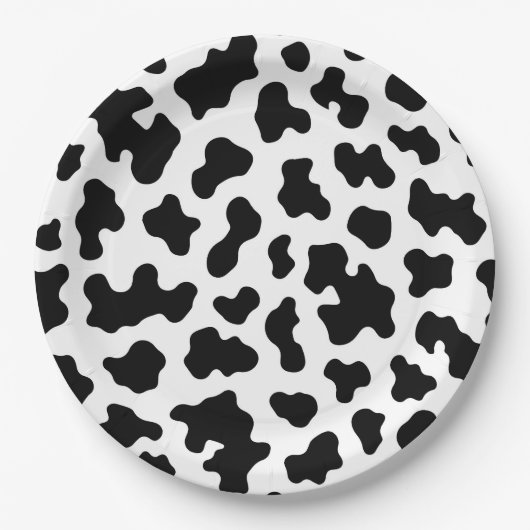 Schwarz-Weiß-Kuh-Kuh-Kugel Print Birthday Party Pappteller (Vorderseite)