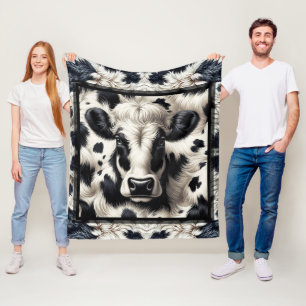 Schwarz & Weiß Kuh Kuhfell Fell Flauschiger Look Fleecedecke