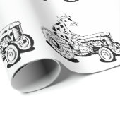 Schwarz-Weiß-Kuh mit Zugmaschine Geschenkpapier (Rolleneckpunkt)