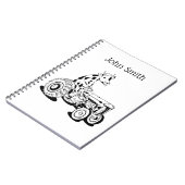 Schwarz-Weiß-Kuh mit Zugmaschine Notizblock (Linke Seite)