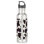 Schwarz-Weiß-Kuh-Muster Print Edelstahlflasche (Rückseite)