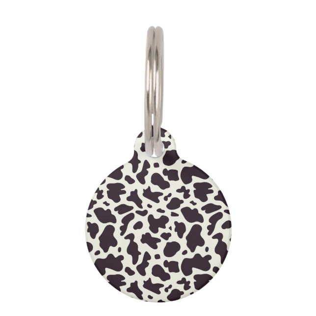 Schwarz-Weiß-Kuh-Muster Print Haustiermarke (Vorderseite)
