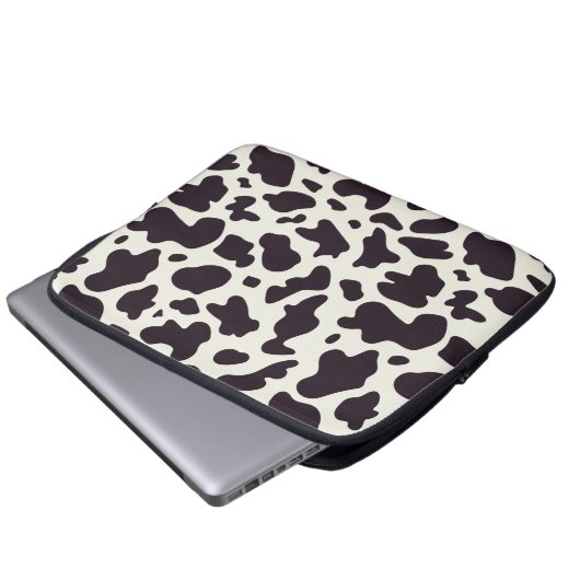 Schwarz-Weiß-Kuh-Muster Print Laptopschutzhülle (Vorne Knopf)