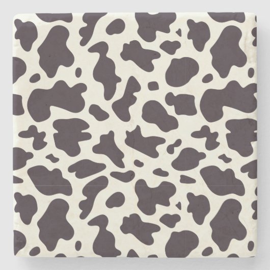 Schwarz-Weiß-Kuh-Muster Print Steinuntersetzer (Vorderseite)