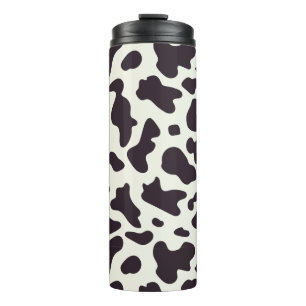 Schwarz-Weiß-Kuh-Muster Print Thermosbecher