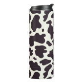 Schwarz-Weiß-Kuh-Muster Print Thermosbecher (Nach links gedreht)