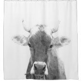 Schwarz-Weiß-Kuh-Portrait Duschvorhang (Vorderseite)