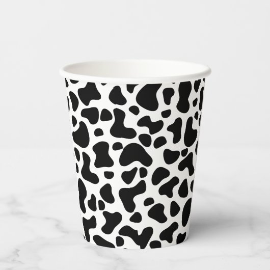 Schwarz-Weiß-Kuh Print Birthday Pappbecher (Rückseite)