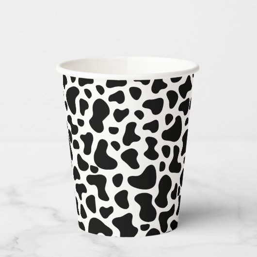 Schwarz-Weiß-Kuh Print Birthday Pappbecher (Links)