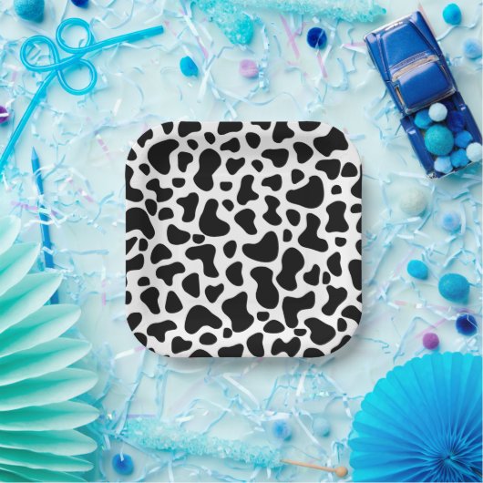 Schwarz-Weiß-Kuh Print Birthday Pappteller (Party)