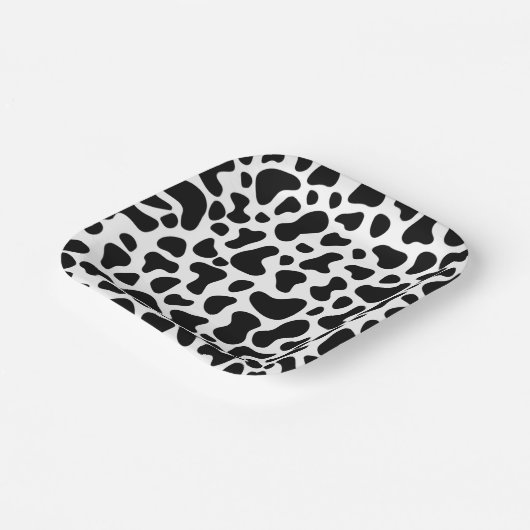 Schwarz-Weiß-Kuh Print Birthday Pappteller (Gewinkelt)