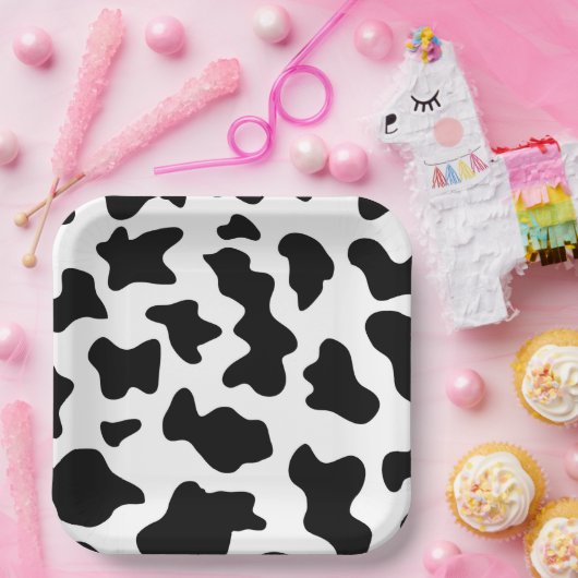 Schwarz-Weiß-Kuh Print Farm Barthday Party Pappteller (Party)