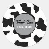 Schwarz-Weiß-Kuh Print Farm Barthday Party Runder Aufkleber (Vorderseite)