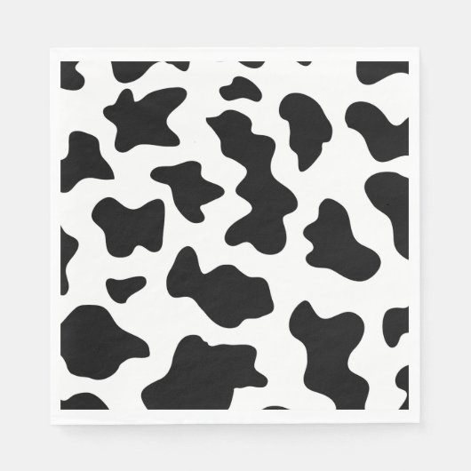 Schwarz-Weiß-Kuh Print Farm Barthday Party Serviette (Vorderseite)