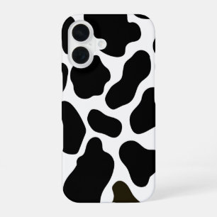 Schwarz/Weiß Kuh Print iPhone 16 Fall Hülle