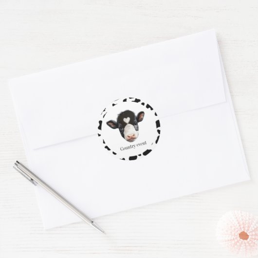 Schwarz-Weiß-Kuh Runder Aufkleber (Umschlag)