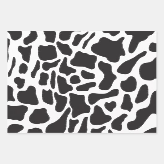 Schwarz-Weiß-Kuh-Spot Tiermuster Geschenkpapier Set (Vorderseite 3)