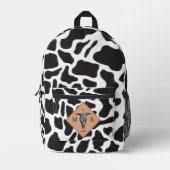 Schwarz-Weiß-Kuh-Spot Tiermuster Monogramm Bedruckter Rucksack (Vorderseite)