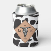 Schwarz-Weiß-Kuh-Spot Tiermuster Monogramm Dosenkühler (Kanne Vorderseite)