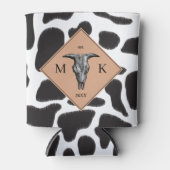 Schwarz-Weiß-Kuh-Spot Tiermuster Monogramm Dosenkühler (Vorderseite)